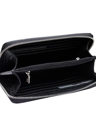 Гаманець чорний, натуральна шкіра з тисненням під рептилію4 фото