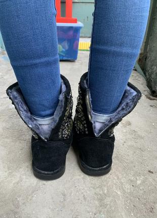Угги чёрные,зимние ботинки,угги замшевые6 фото