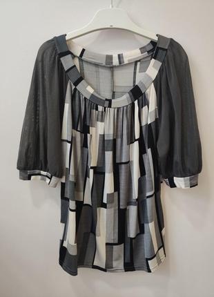 Серая блуза с рукавом бафф, фонарик