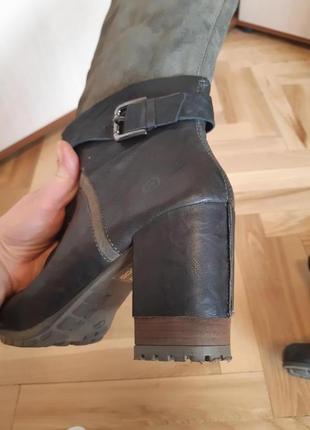 Сапоги bronx кожаные с мягким замшевым верхом в стиле милитари хаки5 фото