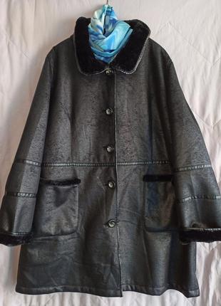 Премиум!суперовая легкая куртка,типа дубленки, под кожу, на легком мягком меху,,56-60разм.,concept k.3 фото