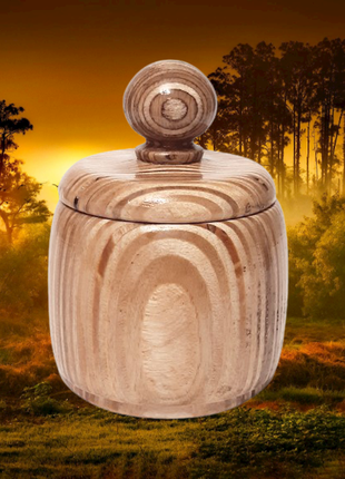 Дерев'яна кругла цукорниця, ручна робота