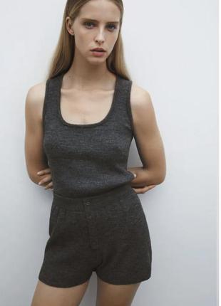 Zara зара оригинал костюм комплект набор майка серый шорты шортами