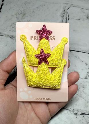 Шпильки для волосся дзьоб, корони жовті