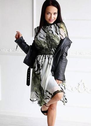 Оригінальна сукня шифон принт пітон власне пошиття 4