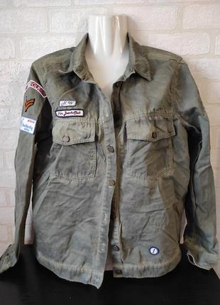 Брендовый пиджак под армейский, с нашивками. стиль милитари1 фото