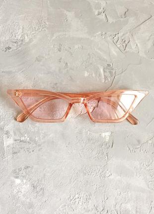 Ретро окуляри кішечки з рожевою прозорою оправою2 фото