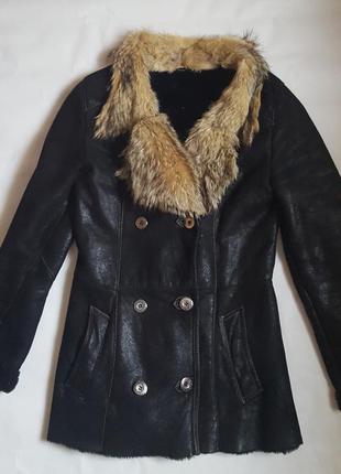 Дубленка-куртка зимняя с меховым воротником