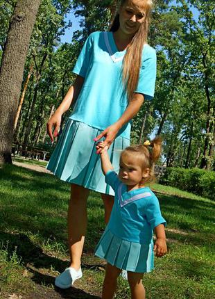 Платья для мамы и дочки , одинаковые платья, family look3 фото