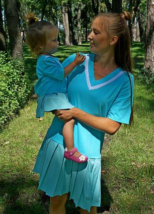 Платья для мамы и дочки , одинаковые платья, family look5 фото