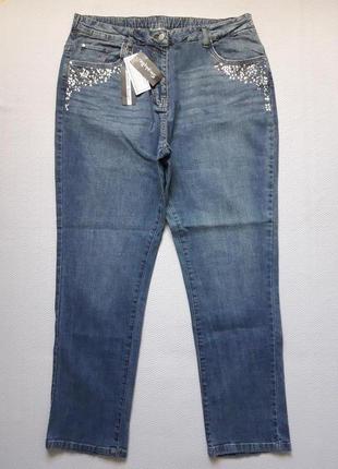 Мегакрутые стрейчевые джинсы декорированные стразами высокая посадка батал simply be