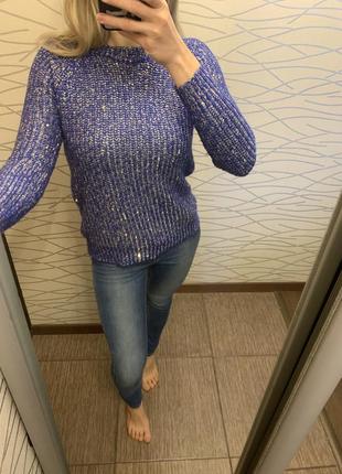 Классный вязаный свитер с люрексом