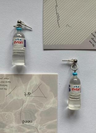 Сережки «бутилочки з водою» незвичайні сережки1 фото