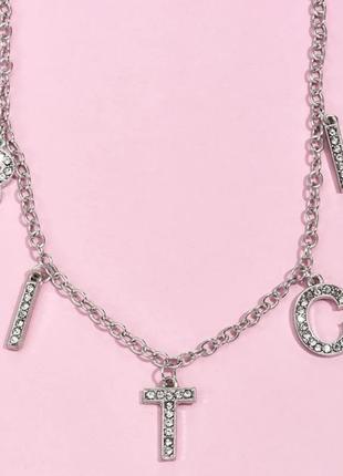 Чокер ожерелье bitch эффектное колье цепочка с подвесками кристаллы3 фото