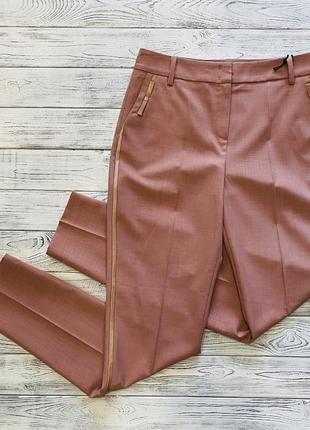 Брюки женские классические розовые с атласным лампасом