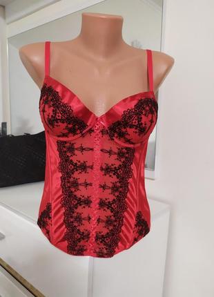 Шикарный красный корсет кружево lingerie c&a 75b 90b