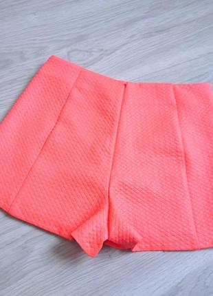 Неоновые оранжевые фактурные шорты юбка6 фото
