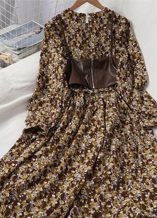 Платье с кожаным топом-бюстье2 фото