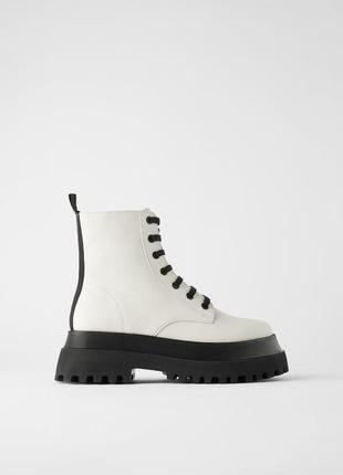 Шкіряні черевики на рифленій підошві. zara. 36 р,