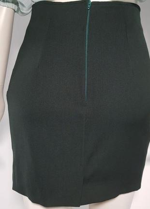 Юбка "maxmara" короткая с карманами на подкладке темно-зеленого цвета (италия).6 фото