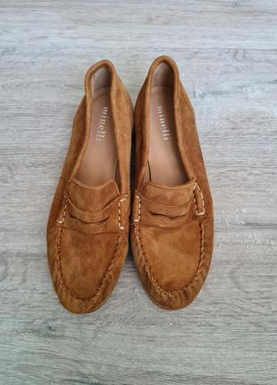 М'які жіночі мокасини шкіра замш minelli зручні