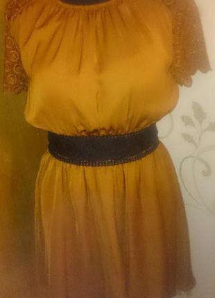 Стильна коричнева сукня мереживо mango s нова бірки2 фото