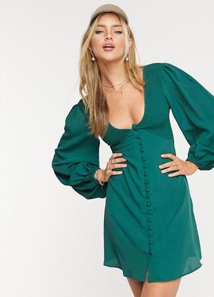 Невероятно соблазнительное платье на пуговках asos luxe, изумрудное