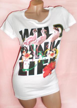 Белая футболка с фламинго, atlantic, польша1 фото