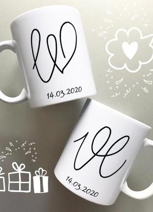 🎁подарок чашки набор «love» love is на свадьбу/годовщину парные чашки1 фото