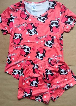 Пижама с пандами (шорты и футболка)1 фото