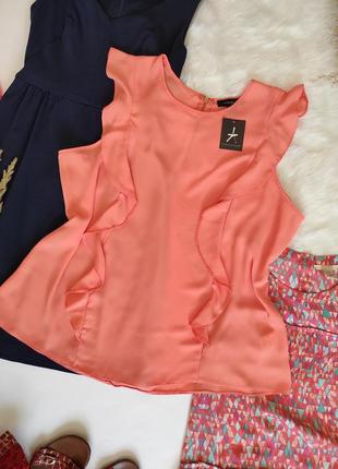Нежная персиковая блуза с рюшами / лёгкая блузка
