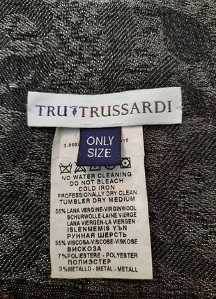 Черный палантин с шерстью tru trussardi "кружева".4 фото