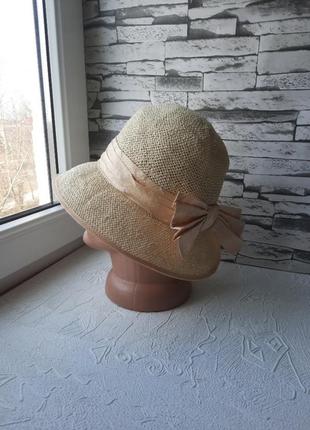 Нарядная летняя шляпка панама с бантом лето соломка2 фото