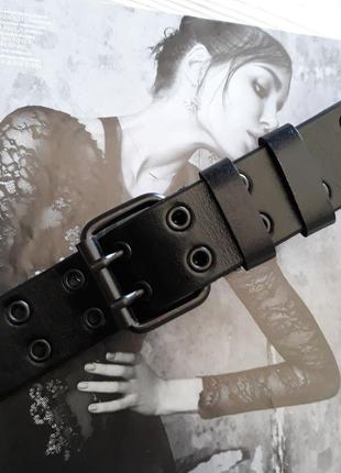 Ремень женский кожаный с люверсами дырками черный / ремінь пояс жіночий шкіра1 фото