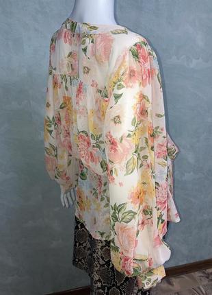 Zara квітуча блуза рукава ліхтарики5 фото