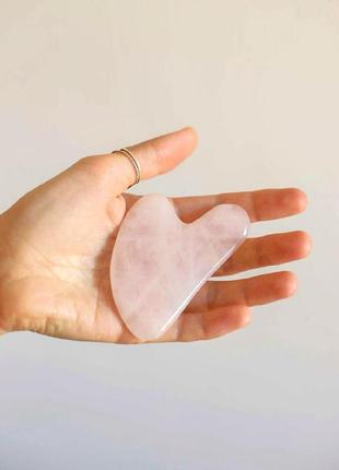 Cкребок гуаша с мешочком натур-ный розовый кварц без сколов и царапин