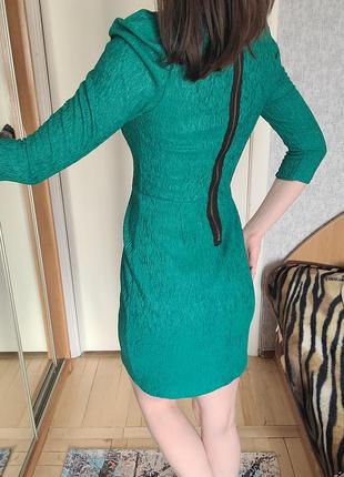 Зелёное изумрудное нарядное платье мини2 фото