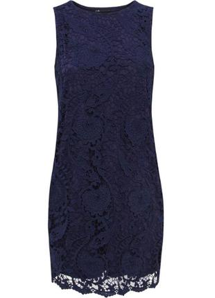 Платье футляр oodji кружево синее коктельное вечернее 42 р. кужевное1 фото