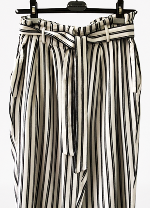 +брюки в полоску с высокой посадкой  с поясом galeries lafayette , франция10 фото