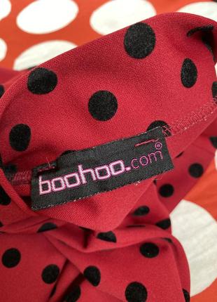 Вишневая юбка в бархатные горохи boohoo.3 фото