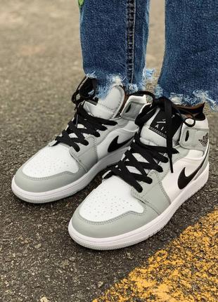 Nike air jordan🆕шикарные женские кроссовки🆕кожаные белые серые высокие найк джордан2 фото