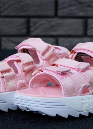 Сандали/босоножки розовые fila disruptor sandals pink фила рожеві босоніжки сандалі4 фото