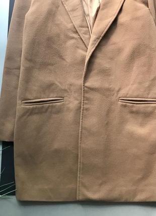 🧥трендовое бежевое пальто/кофейный удлинённый пиджак на запах🧥9 фото