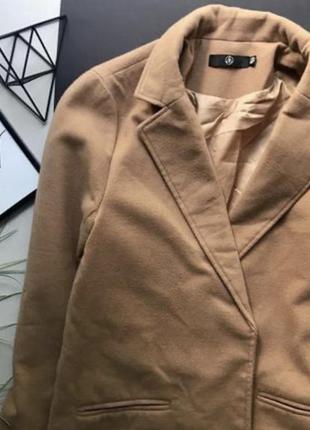 🧥трендовое бежевое пальто/кофейный удлинённый пиджак на запах🧥8 фото