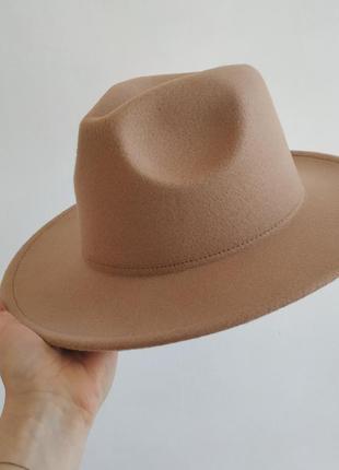 Фетровий капелюх федора, чорний капелюх з широкими полями, ковбойка, шляпа фетровая