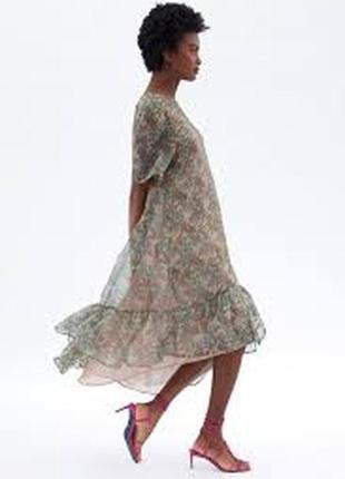 Летние шифоновое платье оверсайз zara с воланом в цветочный принт платье из тюля3 фото
