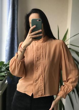 Шелковая блуза персикового цвета винтаж1 фото