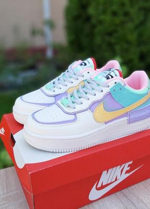 Nike air force 1 shadow бежевые с сиреневым6 фото