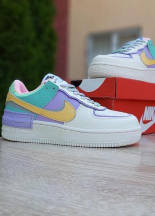 Nike air force 1 shadow бежевые с сиреневым7 фото