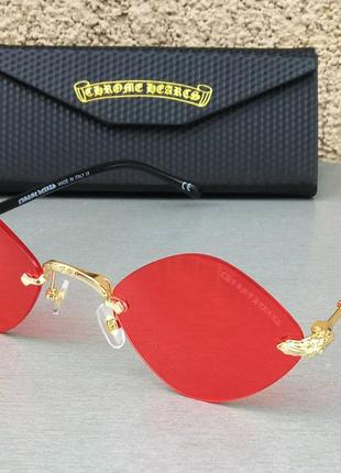 Chrome hearts очки унисекс солнцезащитные модные узкие ромбовидные красные безоправные2 фото